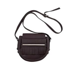 Massimo Dutti Brown Leather Fringe Crossbody Bag Spain 7.5”